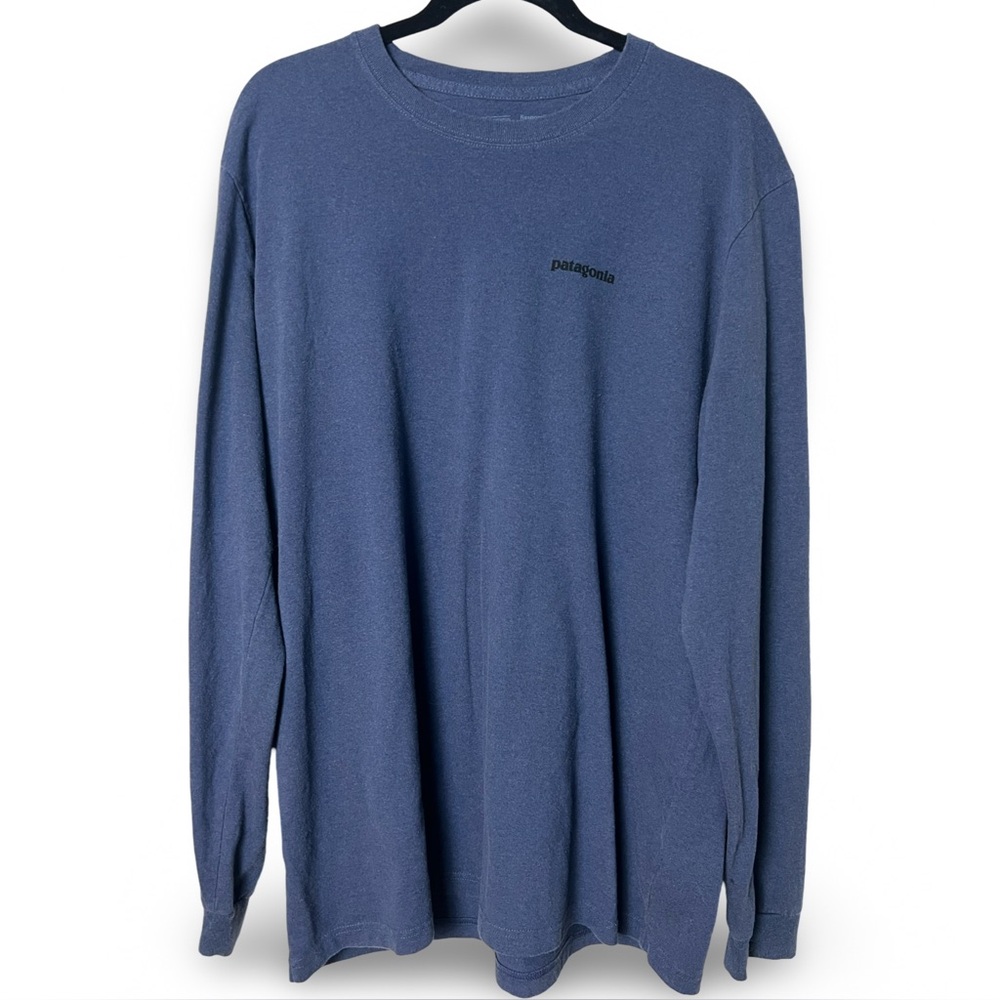 Patagonia Responsibili-Tee Long Sleeve Fish Logo Shirt Blue – Size XL